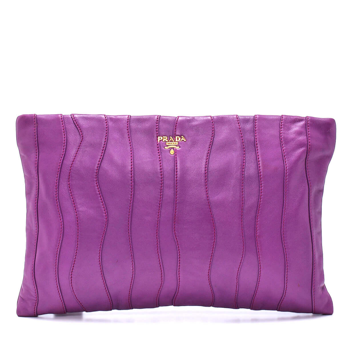 Prada - Purple Nappa Leather Waves Clutch